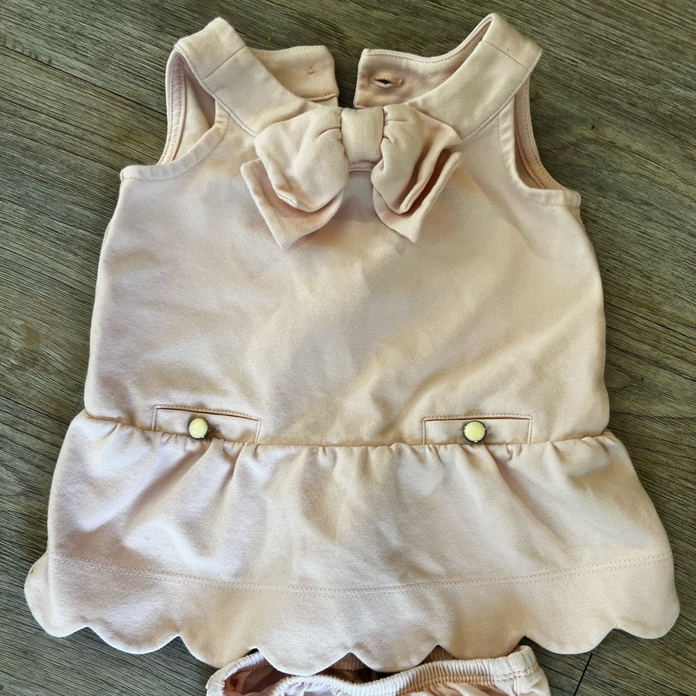 Janie and Jack Pink Scalloped Hem Dress with diaper cover